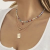 Retro colored water drop pendant collarbone chain, niche imitation crystal chain design necklace from the US cross-border jewelry Specification image